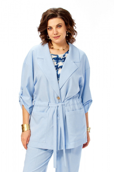 Брюки, жакет Ольга Стиль С-1012 голубой - фото 2
