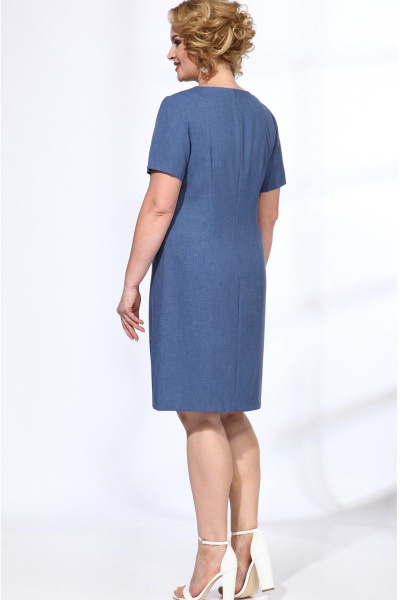 Летнее платье с вышивкой и приталенным силуэтом Angelina & Сompany 565 синий - фото 3