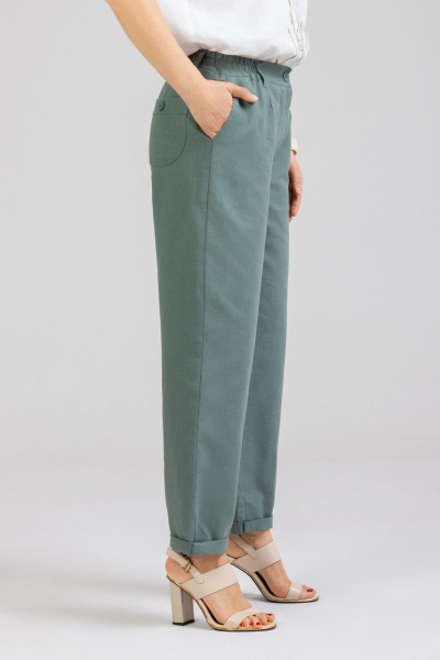 Блуза, брюки Mirolia 1277+1155 белый-олива - фото 4