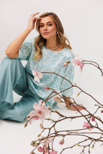 Блуза, брюки Anastasia 1341 бирюзовый - фото 8