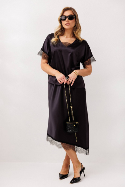 Блуза, юбка Anastasia 1352 черничный - фото 1