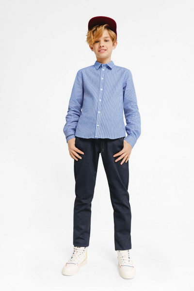 Демисезонная синяя классическая рубашка Bell Bimbo 213193 полоска - фото 2
