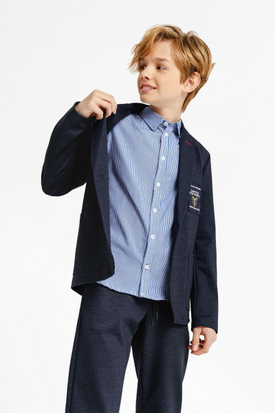 Демисезонная синяя классическая рубашка Bell Bimbo 213193 полоска - фото 4