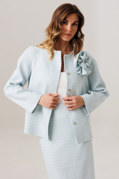 Жакет, юбка Ларс Стиль 1208 голубой - фото 6