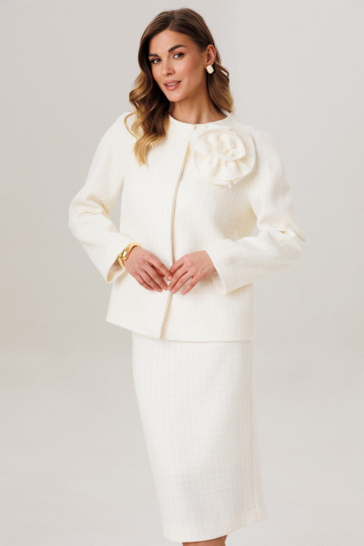 Жакет, юбка Ларс Стиль 1208/1 молочный - фото 7