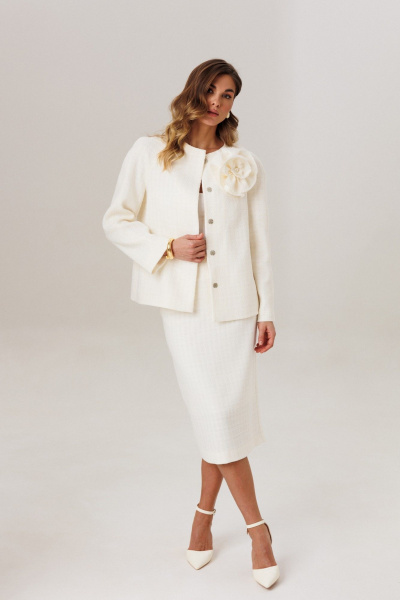 Жакет, юбка Ларс Стиль 1208/1 молочный - фото 5