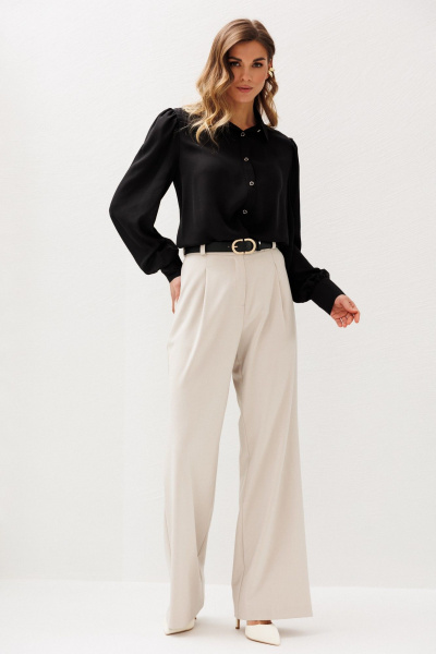 Блуза, брюки Ларс Стиль 1223 жемчужно-черный - фото 2