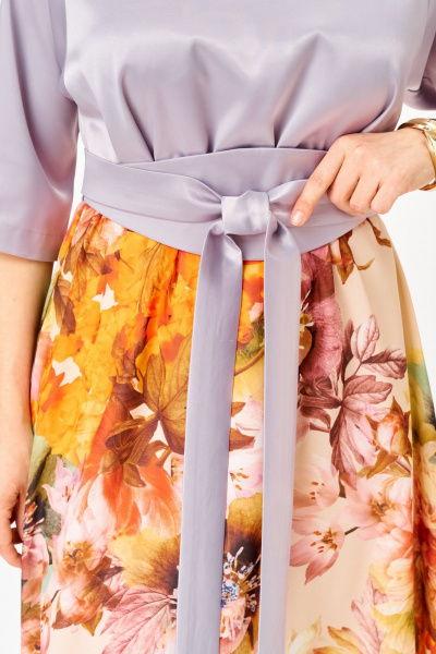 Платье ANASTASIA MAK 1229-Ш лиловый+ цветы - фото 8