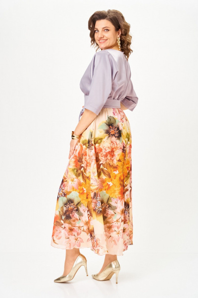 Платье ANASTASIA MAK 1229-Ш лиловый+ цветы - фото 4