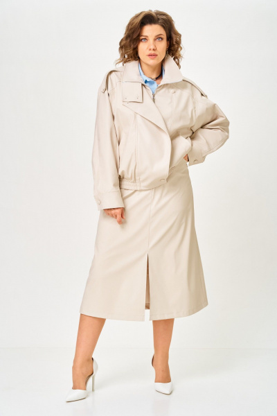 Куртка ANASTASIA MAK 1322 бежево-жемчужный - фото 13