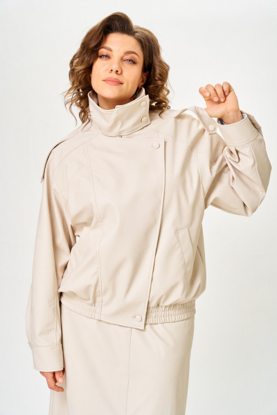 Куртка ANASTASIA MAK 1322 бежево-жемчужный - фото 12