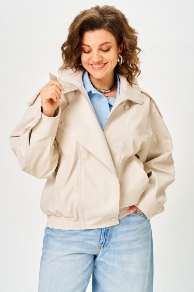 Куртка ANASTASIA MAK 1322 бежево-жемчужный - фото 6