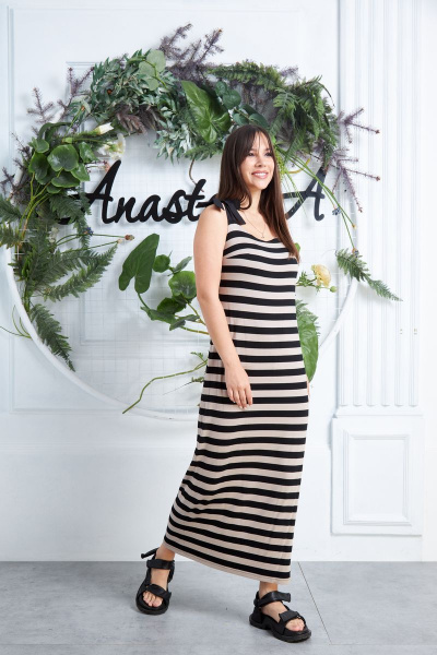 Платье Anastasia 295 бежевый,черный - фото 4