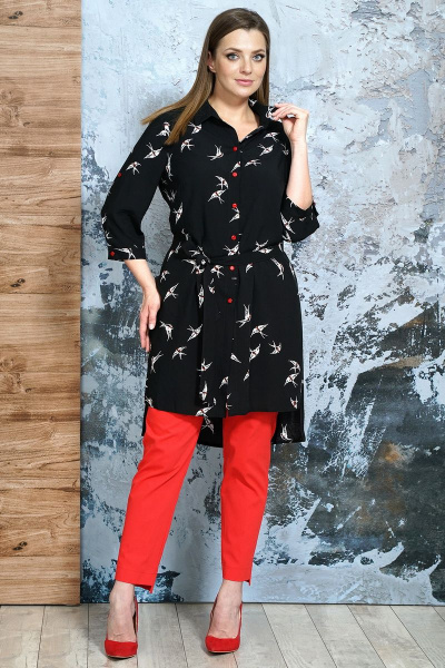 Блуза, брюки Белтрикотаж 6847 красный-черный - фото 3