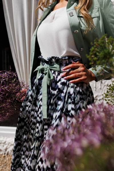 Куртка, юбка Мода Юрс 26-2400 ментол-белый - фото 2