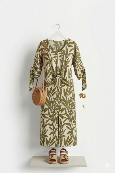 Блуза, юбка Vittoria Queen 27833 молочный-хаки_принт - фото 6