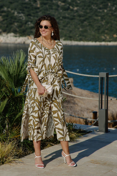 Блуза, юбка Vittoria Queen 27833 молочный-хаки_принт - фото 4