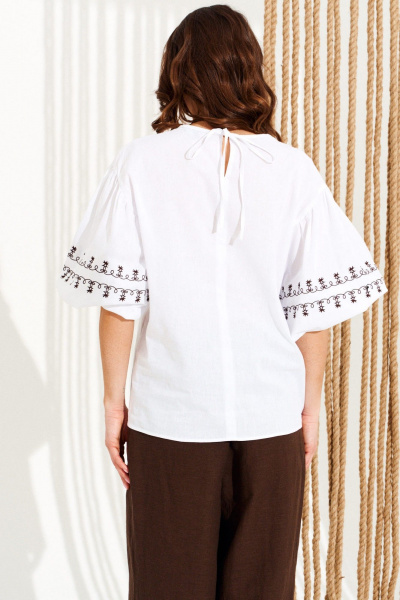 Блуза ELLETTO 13002 бело-коричневый - фото 6