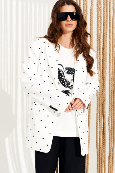 Жакет ELLETTO 13005 молочно-черный - фото 4