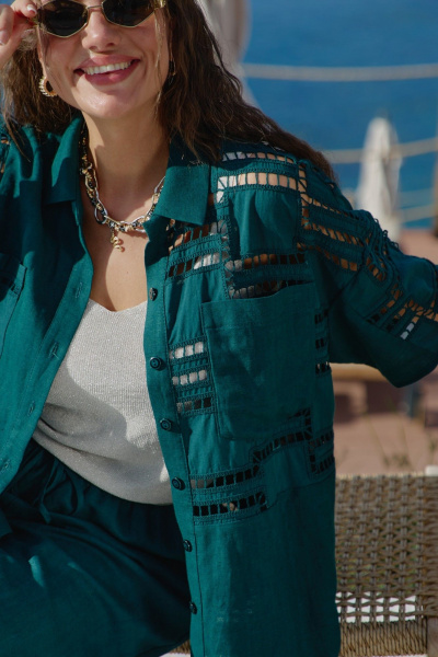 Блуза, брюки Vittoria Queen 28043 изумрудный - фото 8