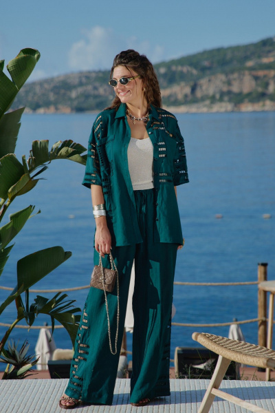 Блуза, брюки Vittoria Queen 28043 изумрудный - фото 7