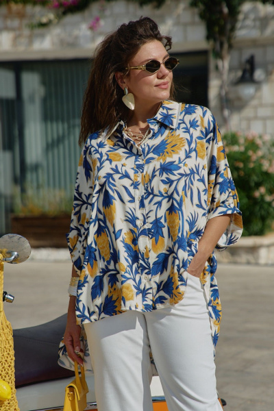 Блуза Vittoria Queen 28313бл молочный-принт - фото 1