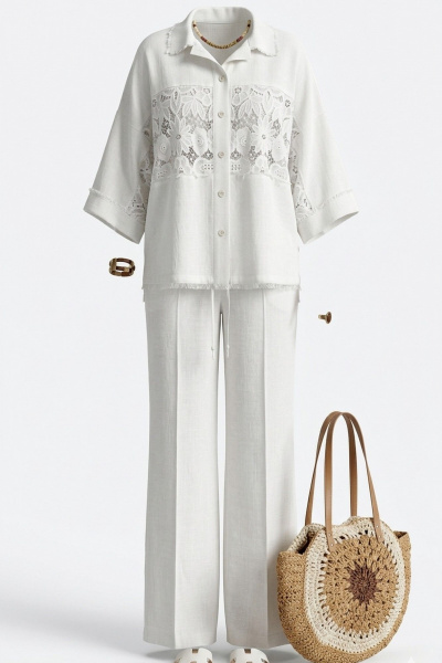 Блуза, брюки Vittoria Queen 29383 молочный - фото 7