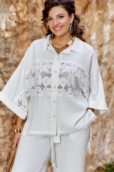 Блуза, брюки Vittoria Queen 29383 молочный - фото 1