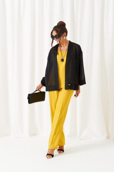 Брюки, жакет, топ Beautiful&Free 6449 желто-черный - фото 1