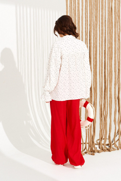 Блуза ELLETTO 13998 молочно-черный - фото 6