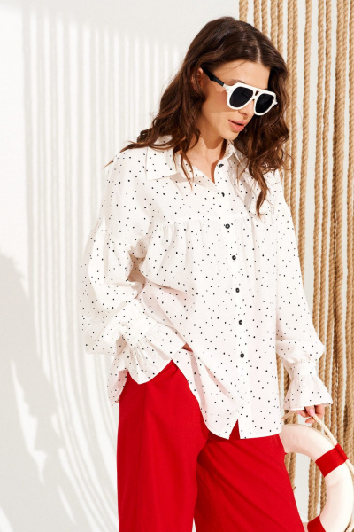 Блуза ELLETTO 13998 молочно-черный - фото 4