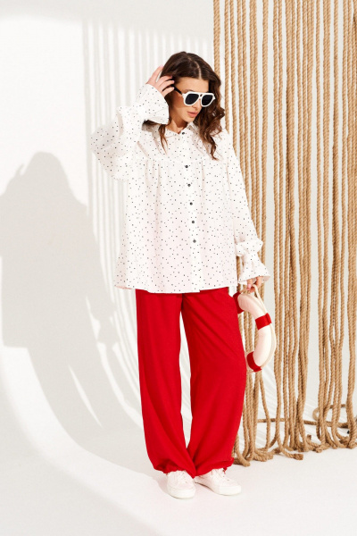 Блуза ELLETTO 13998 молочно-черный - фото 3