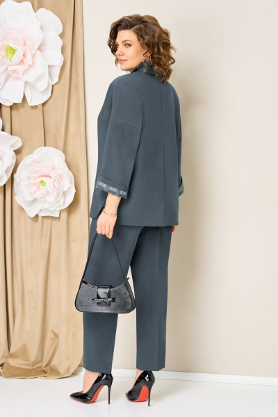 Блуза, брюки, жакет VOLNA 1427 темно-гобубой - фото 4