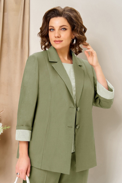 Блуза, брюки, жакет VOLNA 1435 фисташка - фото 3