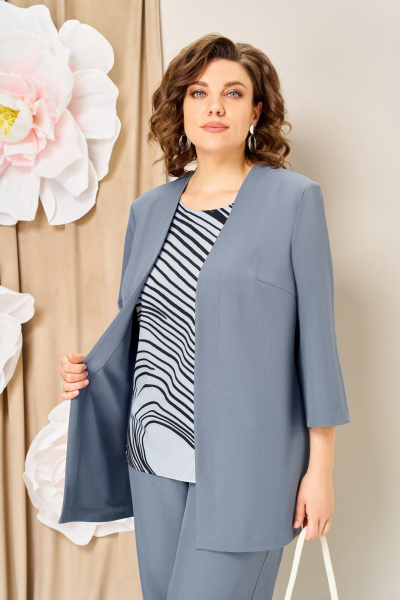 Блуза, брюки, жакет VOLNA 1458 голубой - фото 4