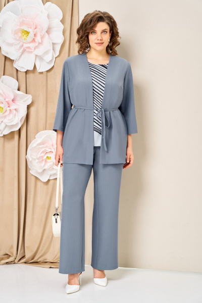 Блуза, брюки, жакет VOLNA 1458 голубой - фото 3