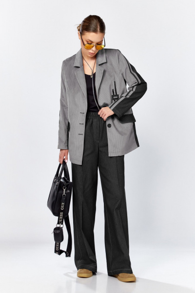 Брюки, жакет DOGGI 25223 серый-черный - фото 9