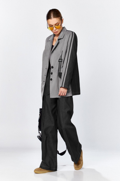 Брюки, жакет DOGGI 25223 серый-черный - фото 8