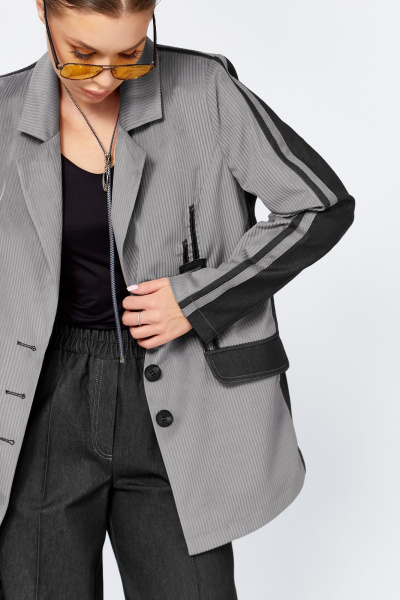 Брюки, жакет DOGGI 25223 серый-черный - фото 4