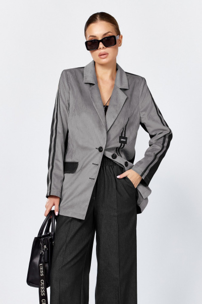 Брюки, жакет DOGGI 25223 серый-черный - фото 2