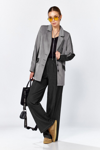 Брюки, жакет DOGGI 25223 серый-черный - фото 1