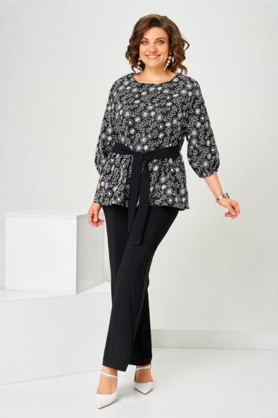 Блуза, брюки Асолия 1516 черно-белый - фото 2