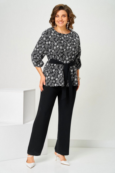Блуза, брюки Асолия 1516 черно-белый - фото 1