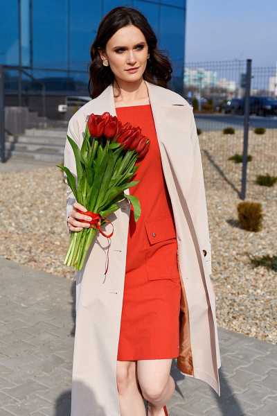 Летнее платье с короткими рукавами из текстиля для повседневных образов Nelva 5944 красный - фото 4