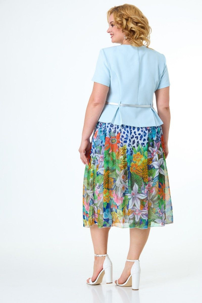 Жакет, юбка Anelli 690 голубой-мультиколор - фото 5
