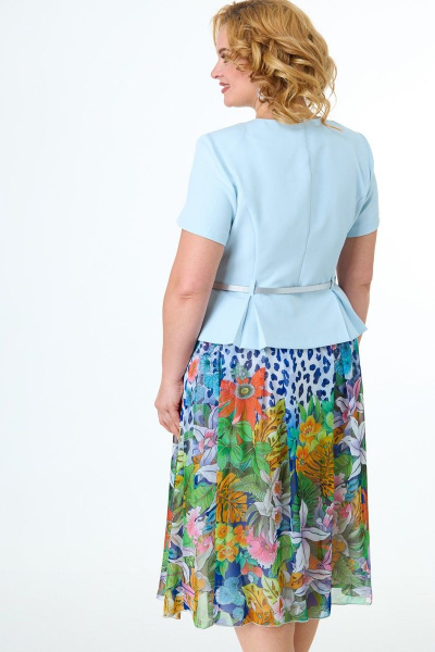 Жакет, юбка Anelli 690 голубой-мультиколор - фото 4