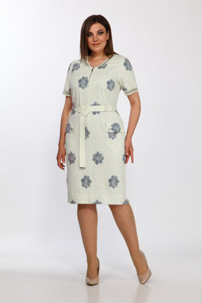 Платье Lady Style Classic 2057/7 молоко-синий - фото 1