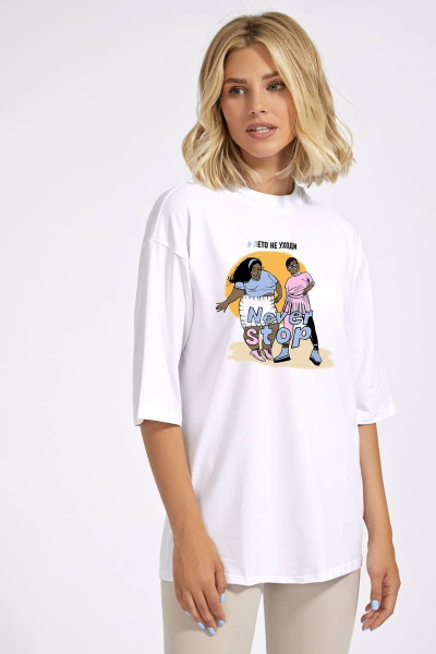 футболка свободного силуэта из нежного хлопка с рукавом ниже локтя KOSKA 214 - фото 1