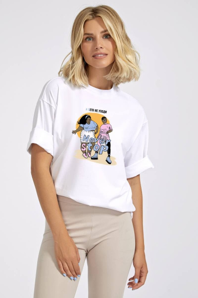 футболка свободного силуэта из нежного хлопка с рукавом ниже локтя KOSKA 214 - фото 2