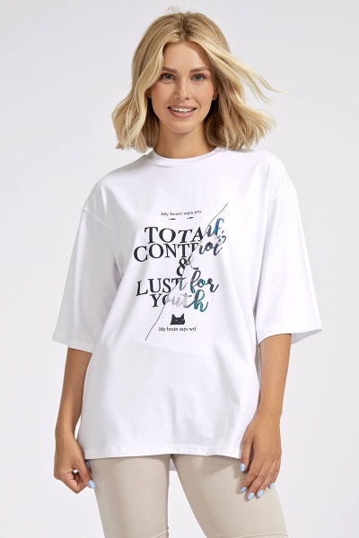 Летняя хлопковая футболка oversize с печатью KOSKA 218 - фото 1